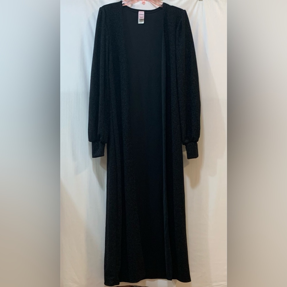 Votique Shimmery Floor Length Longline Duster Balloon Sleeve with Cuff Large